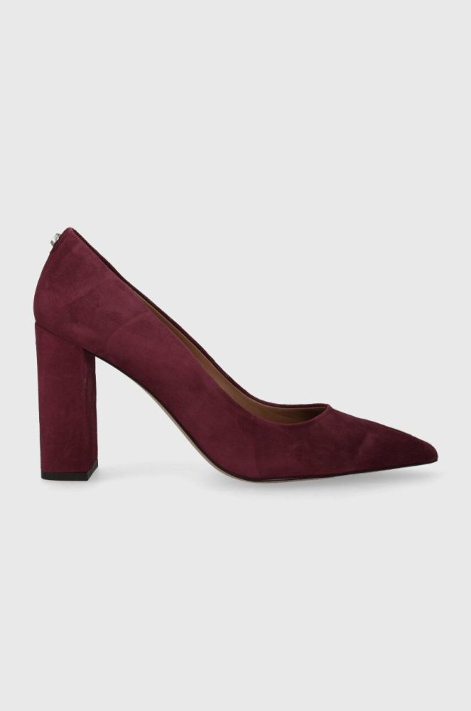 Замшеві туфлі BOSS Janet Pump 90 колір бордовий каблук блок 50503640