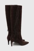Замшеві чоботи Twinset жіночі колір коричневий на шпильці 232TCT220