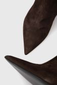 Замшеві чоботи Twinset жіночі колір коричневий на шпильці 232TCT220