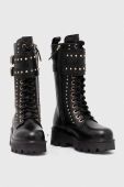 Шкіряні черевики Twinset жіночі колір чорний на платформі 232TCT120