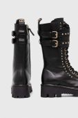 Шкіряні черевики Twinset жіночі колір чорний на платформі 232TCT120