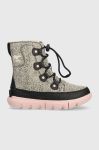 Дитячі шкіряні зимові черевики Sorel YOUTH SOREL EXPLORER колір сірий YOUTH SOREL EXPLORER LAC