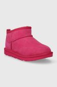 Дитячі замшеві чоботи UGG KIDS CLASSIC ULTRA MINI колір рожевий
