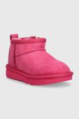 Дитячі замшеві чоботи UGG T CLASSIC ULTRA MINI колір рожевий