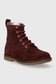 Дитячі замшеві черевики Pom D'api TRIP HI LACE колір бордовий (3531962)