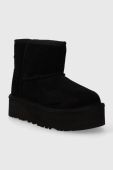 Дитячі замшеві чоботи UGG CLASSIC MINI PLATFORM колір чорний
