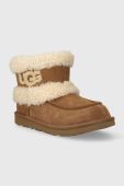 Дитячі замшеві чоботи UGG K ULTRA MINI UGG FLUFF колір бежевий