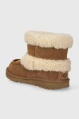 Дитячі замшеві чоботи UGG K ULTRA MINI UGG FLUFF колір бежевий