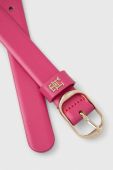 Шкіряний ремінь Tommy Hilfiger жіночий колір рожевий