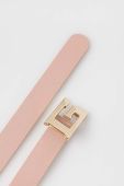 Шкіряний ремінь Guess Жіночий колір рожевий