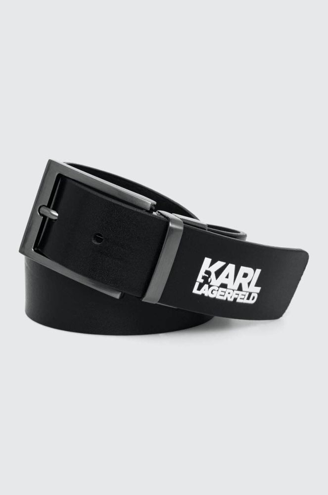 Двосторонній шкіряний ремінь Karl Lagerfeld чоловічий колір чорний (3512326)