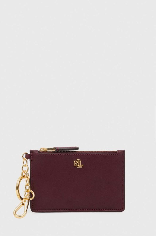 Шкіряний гаманець Lauren Ralph Lauren жіночий колір бордовий