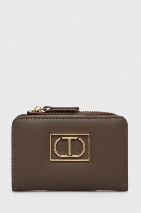 Шкіряний гаманець Twinset жіночий колір сірий (3578192)