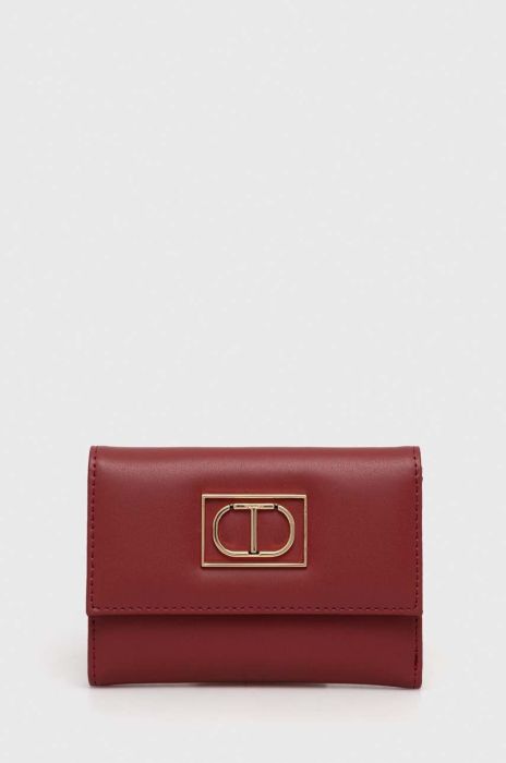Шкіряний гаманець Twinset жіночий колір бордовий (3578197)
