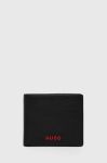 Шкіряний гаманець HUGO чоловічий колір чорний (3560016)