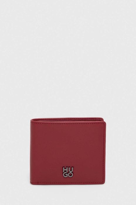 Шкіряний гаманець HUGO чоловічий колір червоний