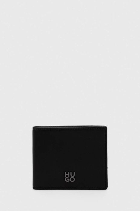 Шкіряний гаманець HUGO чоловічий колір чорний (3507688)