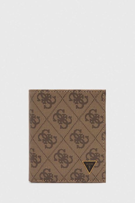 Шкіряний гаманець Guess чоловічий колір бежевий (3618357)