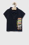Дитяче бавовняне поло Guess колір синій з принтом