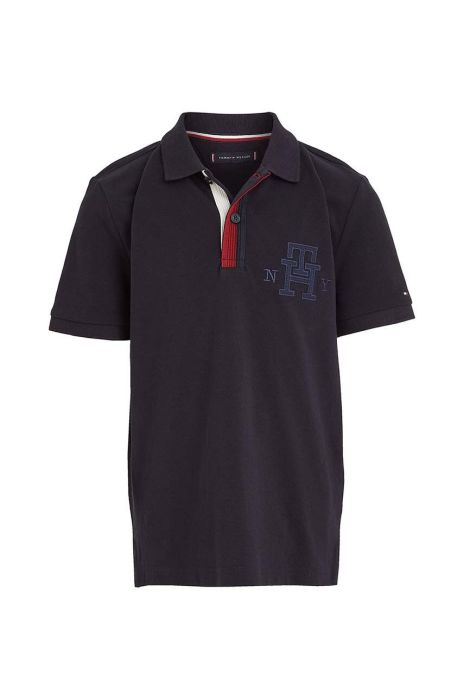 Дитяче бавовняне поло Tommy Hilfiger колір синій з аплікацією