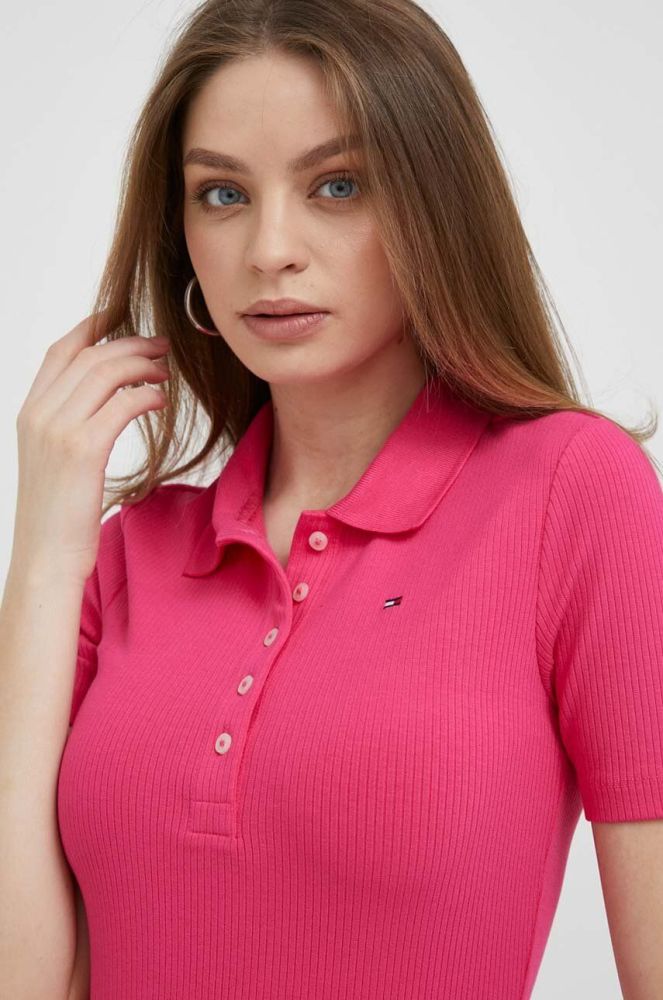 Поло Tommy Hilfiger жіноче колір рожевий