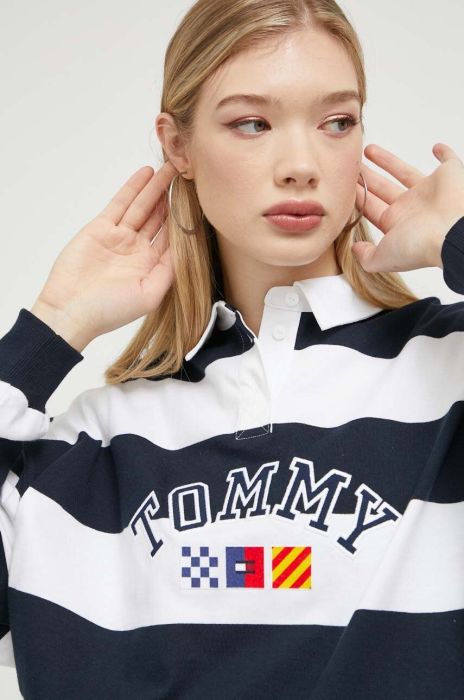 Бавовняний лонгслів Tommy Jeans колір синій (3330215)