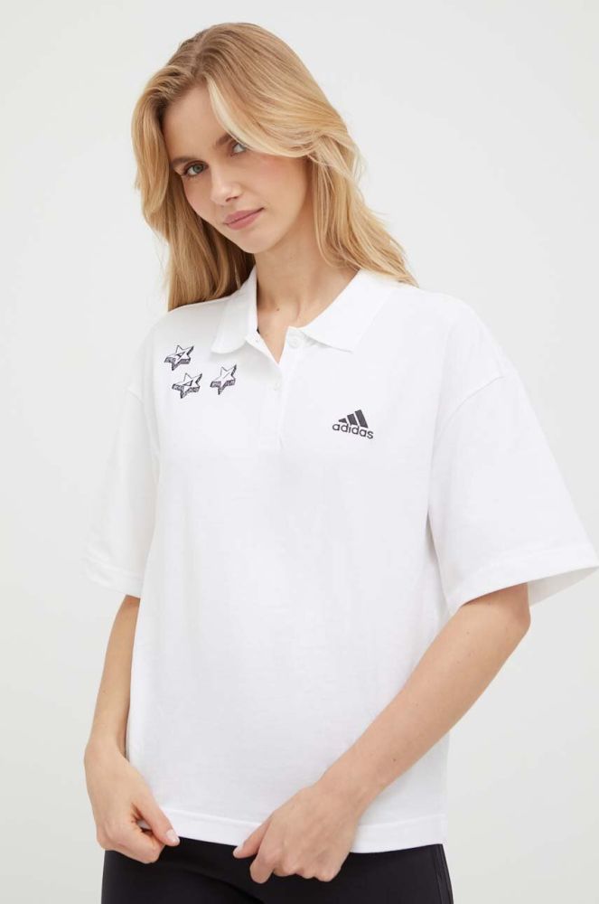 Бавовняне поло adidas колір білий
