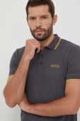 Поло Boss Green BOSS GREEN чоловіче колір сірий з аплікацією
