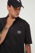 Бавовняне поло HUGO колір чорний з аплікацією (3459256)