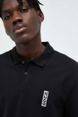 Бавовняне поло HUGO колір чорний з принтом