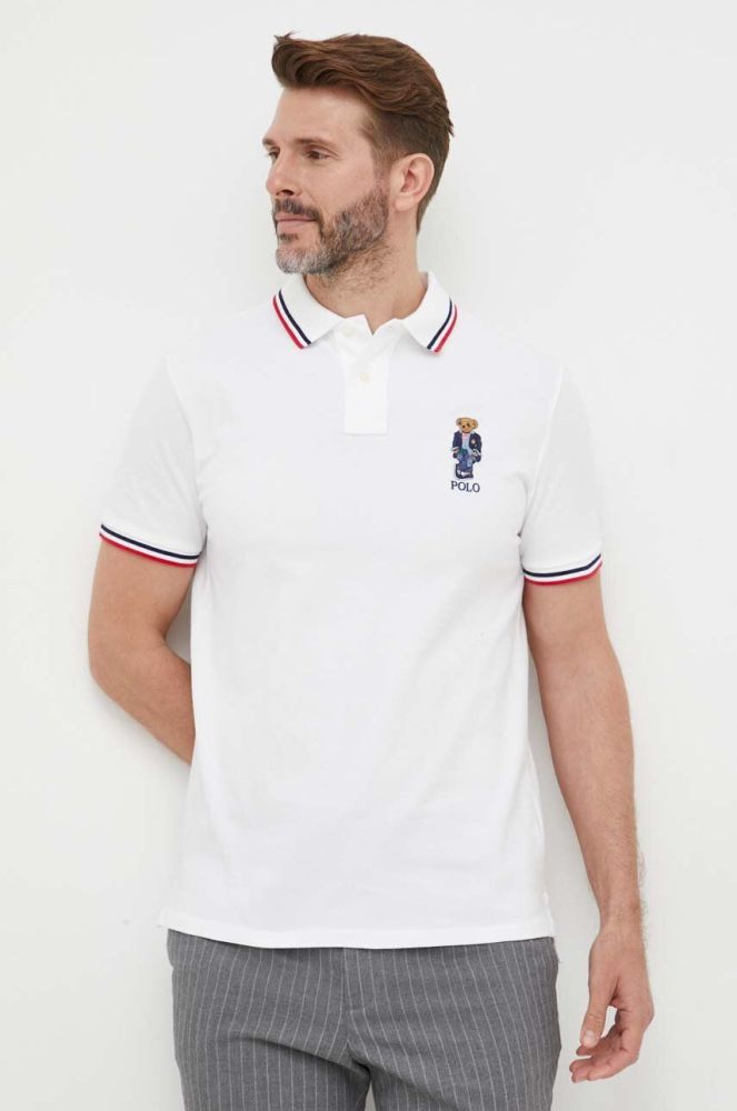 Бавовняне поло Polo Ralph Lauren колір білий однотонний