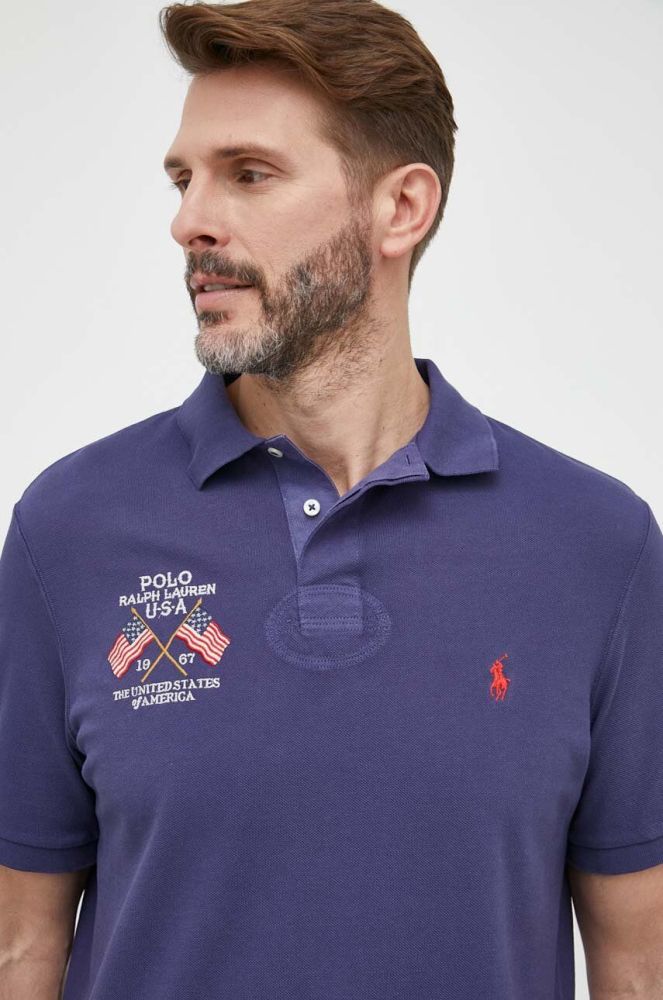 Бавовняне поло Polo Ralph Lauren колір синій однотонний (3274435)