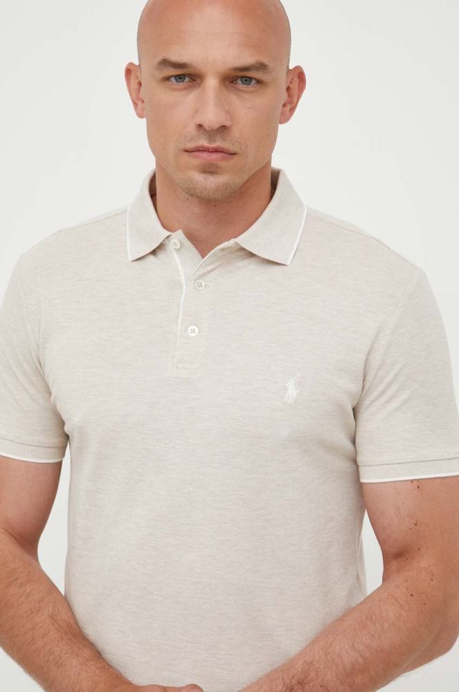 Бавовняне поло Polo Ralph Lauren колір бежевий однотонний (3342354)