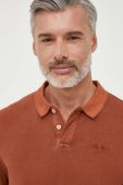 Бавовняний лонгслів Pepe Jeans Oliver колір коричневий однотонний
