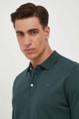 Бавовняний лонгслів Pepe Jeans Jimmy колір зелений однотонний