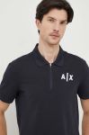 Бавовняне поло Armani Exchange колір синій з аплікацією