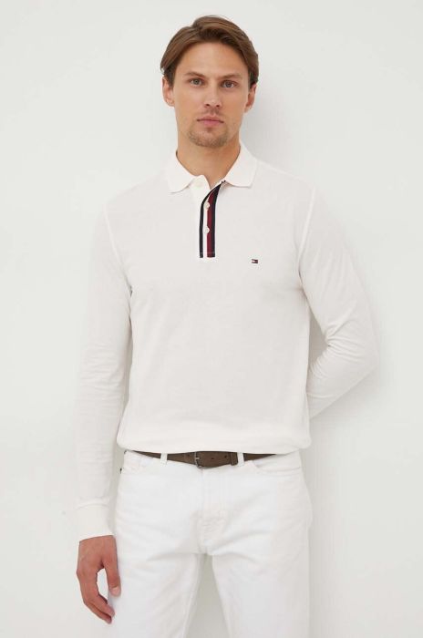 Бавовняний лонгслів Tommy Hilfiger колір рожевий однотонний