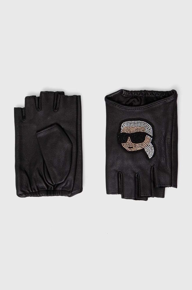 Шкіряні мітенки Karl Lagerfeld жіночі колір чорний (3515783)
