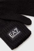 Рукавички з домішкою вовни EA7 Emporio Armani колір чорний