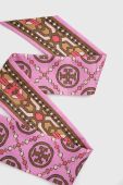 Шовкова шаль Tory Burch колір рожевий візерунок