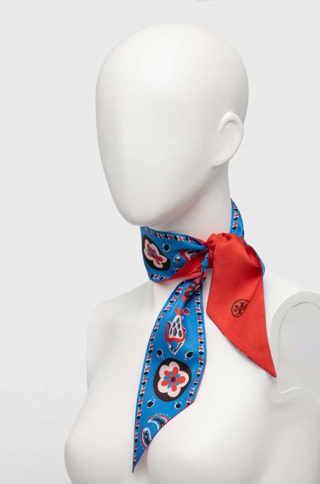 Шарф Tory Burch жіночий візерунок колір блакитний