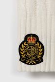 Шарф з домішкою вовни Lauren Ralph Lauren колір білий з аплікацією