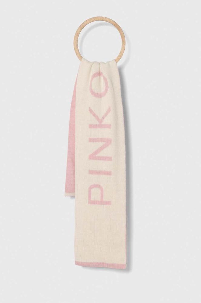 Дитячий вовняний шарф Pinko Up колір рожевий візерунок