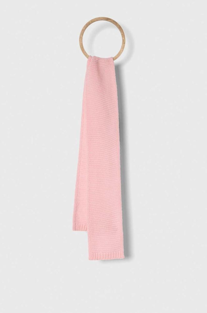 Дитячий вовняний шарф United Colors of Benetton колір рожевий однотонний