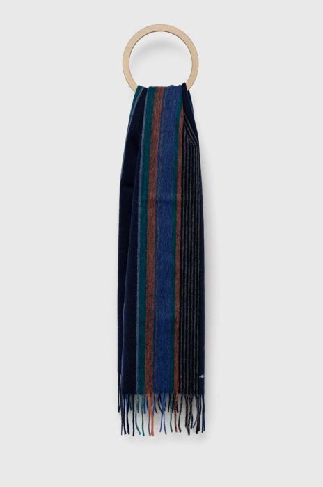 Вовняний шарф PS Paul Smith колір синій візерунок (3274462)