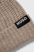 Шерстяна шапка і шарф HUGO колір бежевий