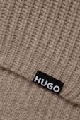 Шерстяна шапка і шарф HUGO колір бежевий