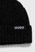 Шерстяна шапка і шарф HUGO колір чорний