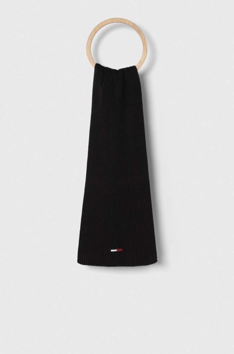 Шарф Tommy Jeans чоловічий колір чорний однотонний