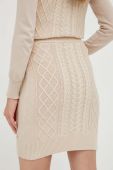 Спідниця з домішкою вовни Guess колір бежевий mini пряма (3450735)